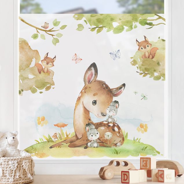 Decoração para quarto infantil Watercolour Deer Rabbit and Squirrel