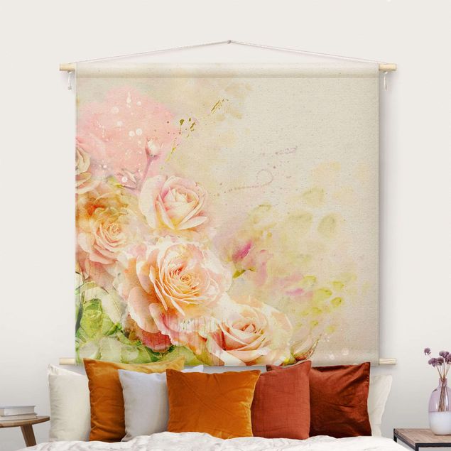 Tapeçaria de parede moderna Watercolour Rose Composition