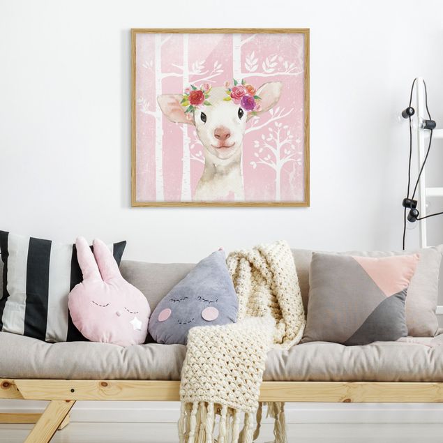 Quadros modernos Watercolour Sheep Pink