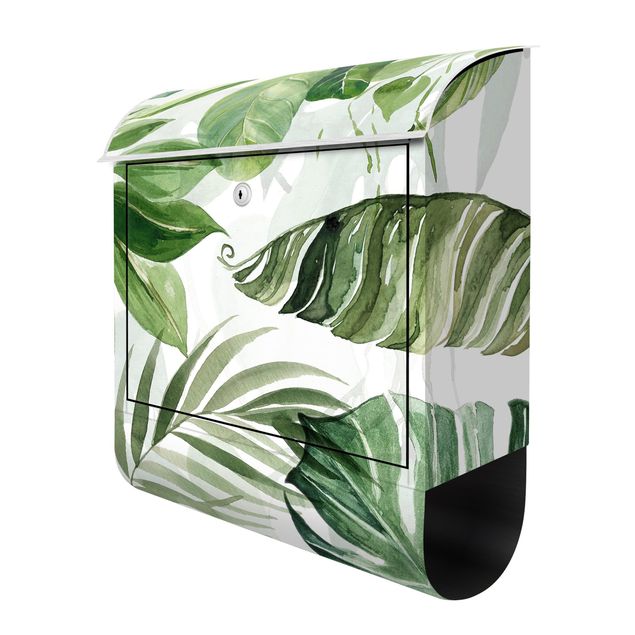 caixas de correio exteriores Watercolour Tropical Leaves And Tendrils