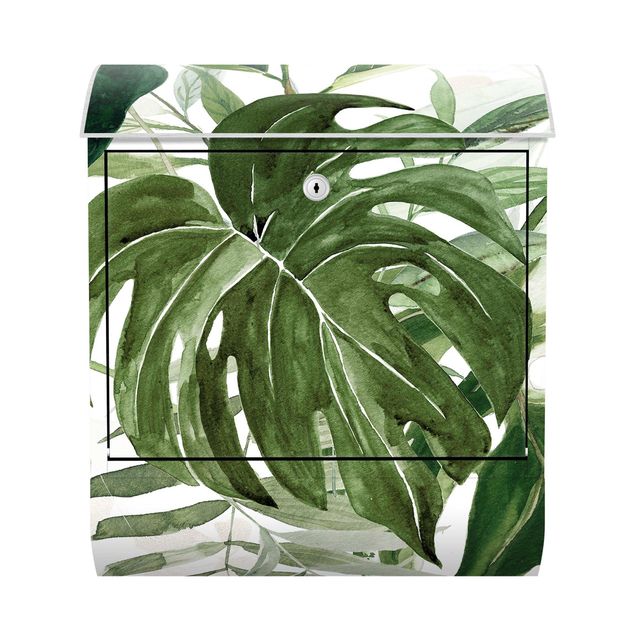 caixa correio verde Watercolour Tropical Arrangement With Monstera