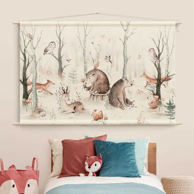 Decoração para quarto infantil Watercolour Forest Animal Friends