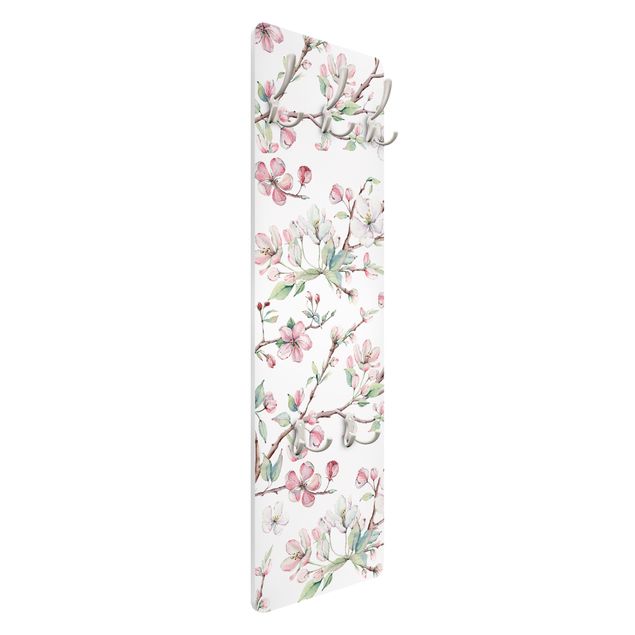 Cabide de parede Watercolour Branches Of Apple Blossom In Light Pink And White