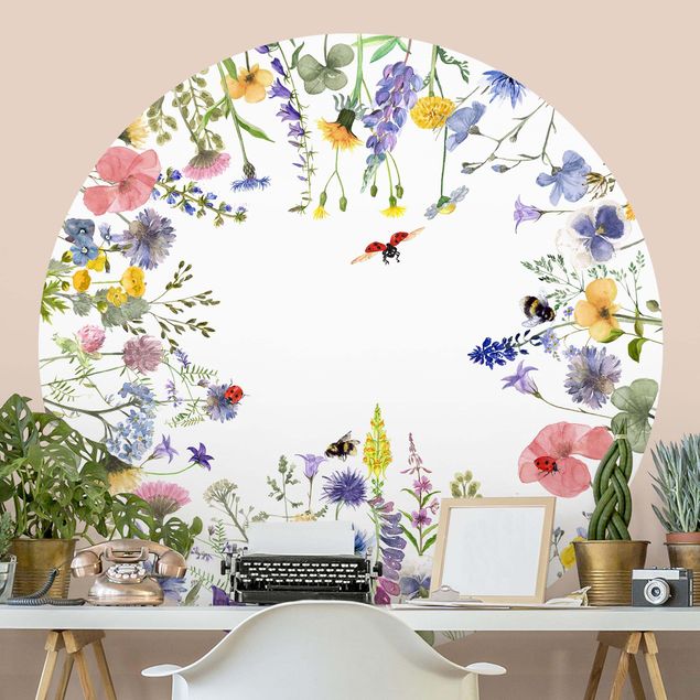 decoraçoes cozinha Watercolour Flowers With Ladybirds