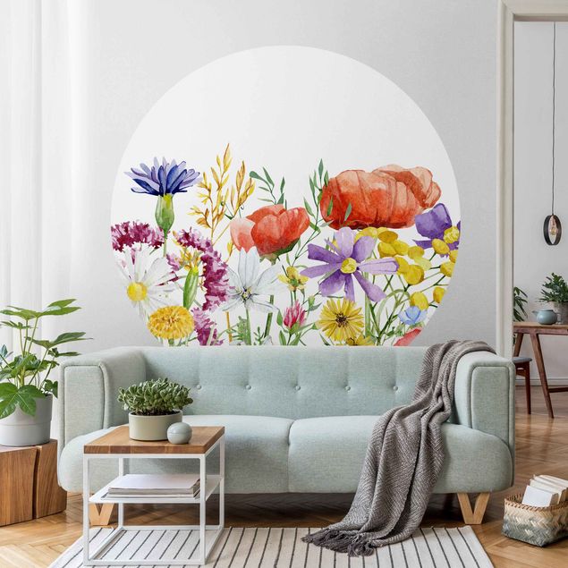 papel de parede moderno para sala Watercolour Flowers