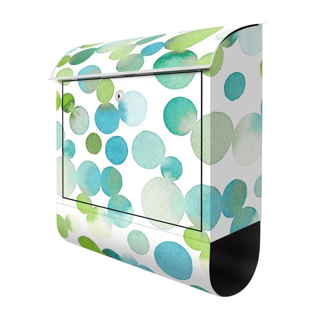 caixas de correio exteriores Watercolour Dots Confetti In Bluish Green