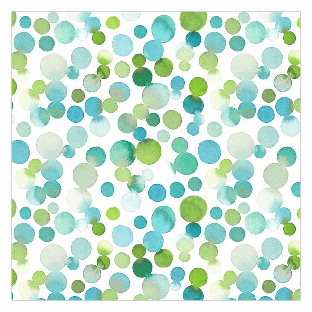 Papel de parede padrões Watercolour Dots Confetti In Bluish Green