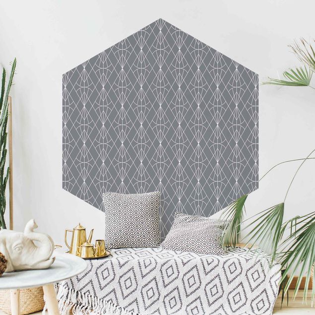 Papel de parede padrões Art Deco Diamond Pattern In Front Of Gray XXL