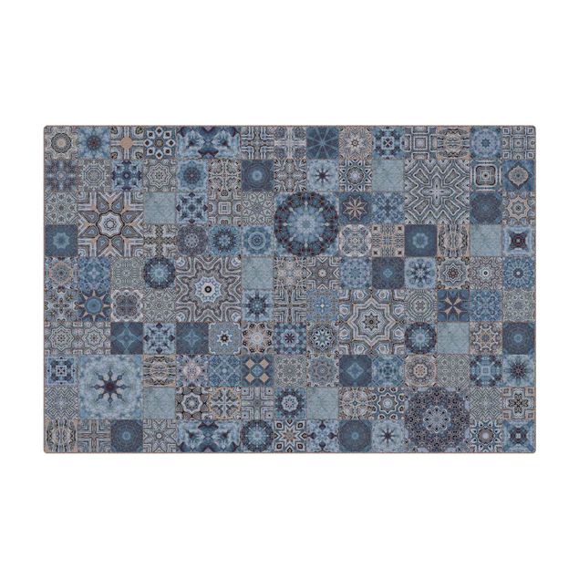 Tapete pequeno Art Deco Tiles Bluish Grey Marble With Golden Shimmer