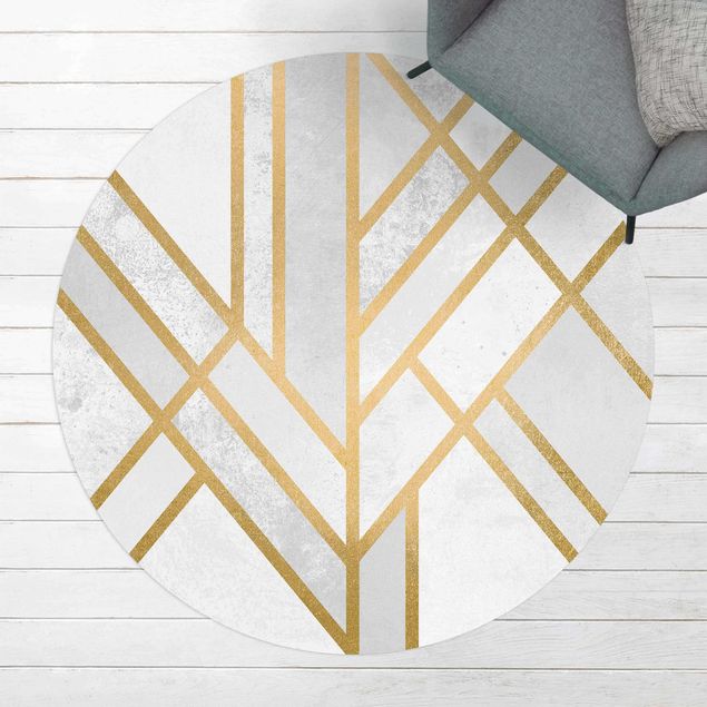 Tapete para varandas Art Deco Geometry White Gold