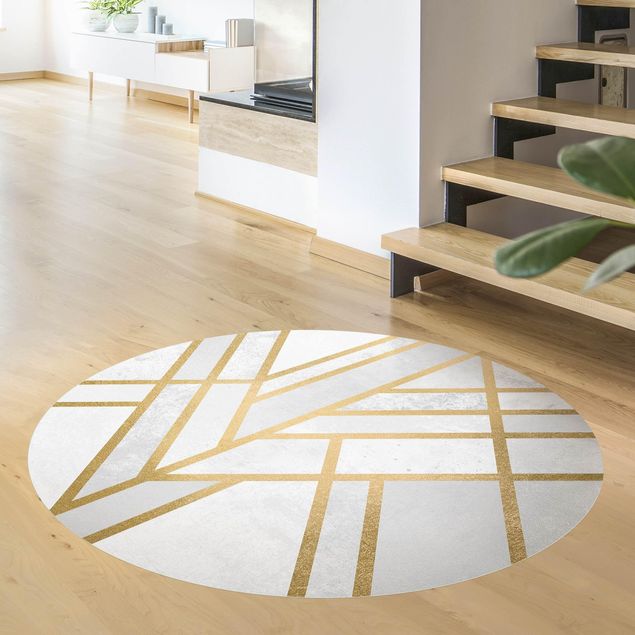 Tapetes modernos Art Deco Geometry White Gold