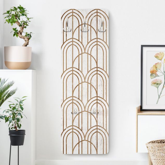 Cabides de parede imitação madeira Art Deco Pattern on Wood