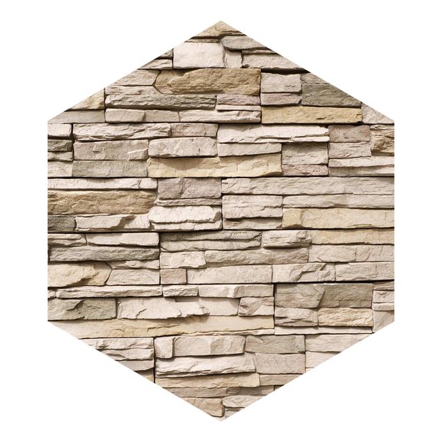 papel parede bege Asian Stonewall - Stone Wall From Large Light Coloured Stones