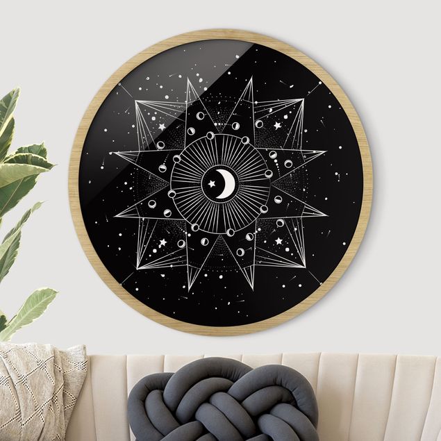 Quadros com moldura vintage Astrology Moon Magic Black