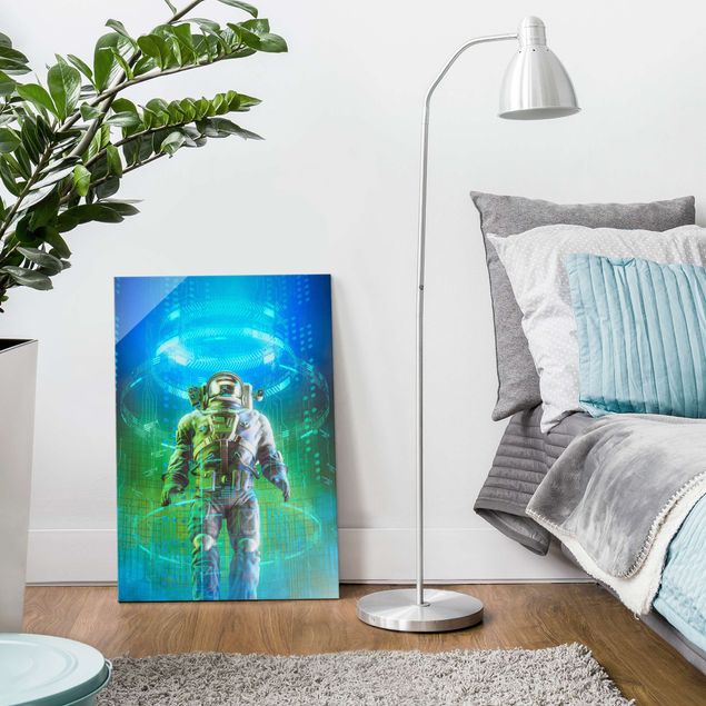 quadros decorativos para sala modernos Astronaut In A Cone Of Light