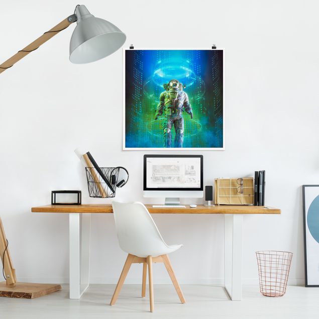 quadros modernos para quarto de casal Astronaut In A Cone Of Light