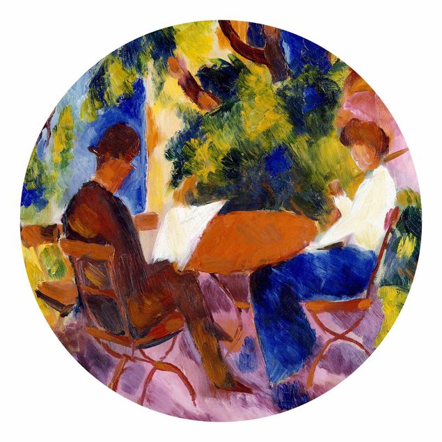 papel de parede moderno August Macke - Couple At The Garden Table