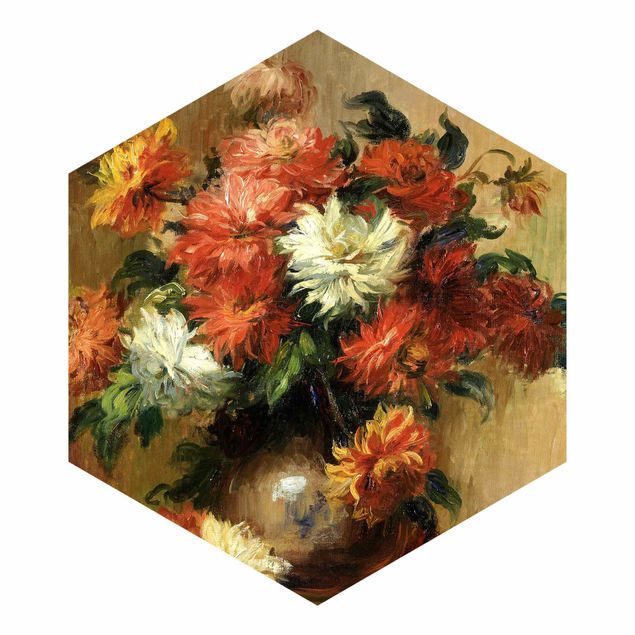 papel de parede floral Auguste Renoir - Still Life With Dahlias