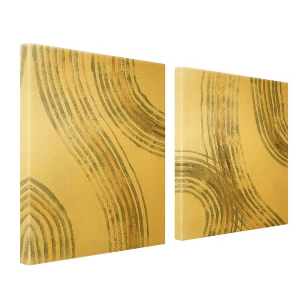 Telas decorativas 2 partes Radiating Waves Gold Set