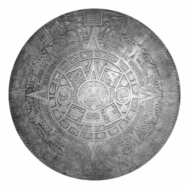 Papel de parede dourado Aztec Ornamentation In A Circle Black And White