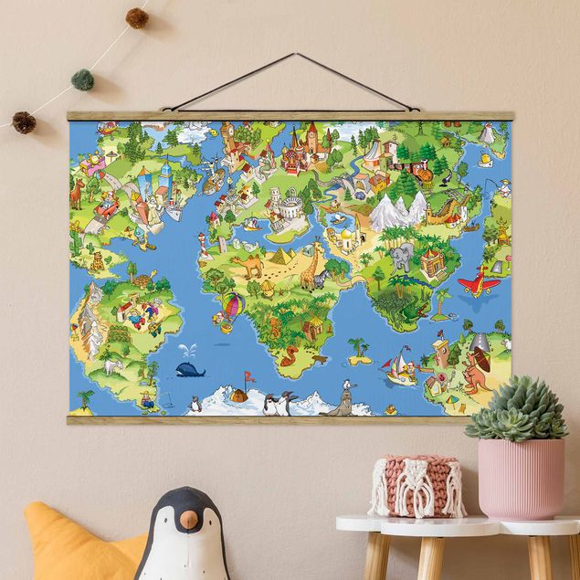 decoração para quartos infantis Great and Funny Worldmap