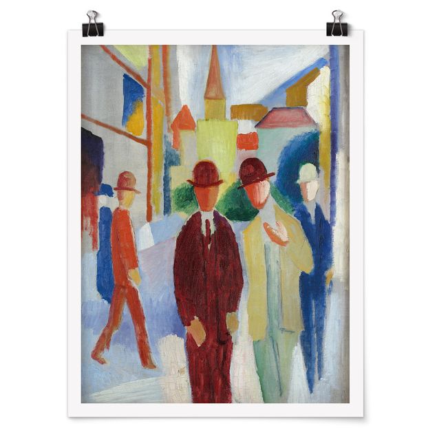 Posters quadros famosos August Macke - Bright Street with People