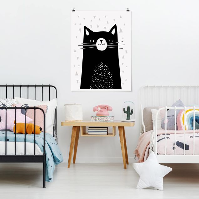 Posters em preto e branco Zoo With Patterns - Cat