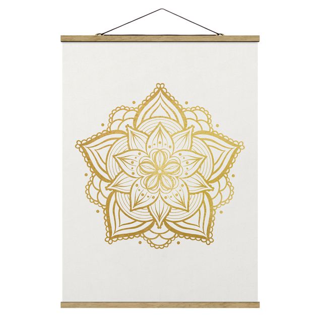 Quadros zen Mandala Flower Illustration White Gold