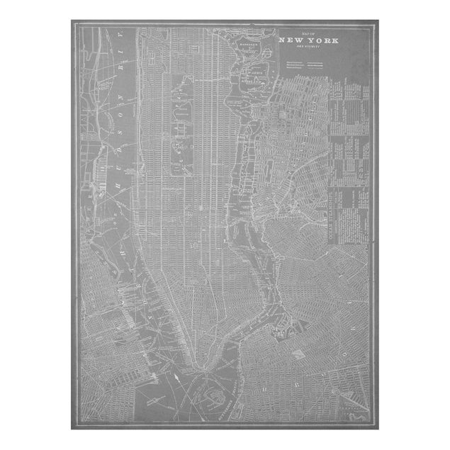 Quadros Nova Iorque Vintage Map New York Manhattan