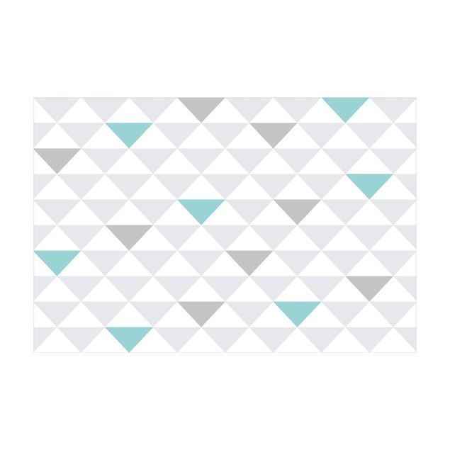 tapetes pequenos No.YK64 Triangles Gray White Turquoise