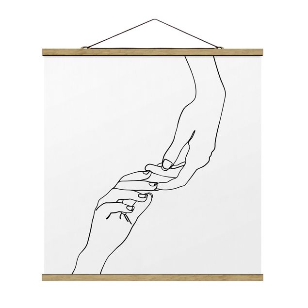 Quadros românticos Line Art Hands Touching Black And White