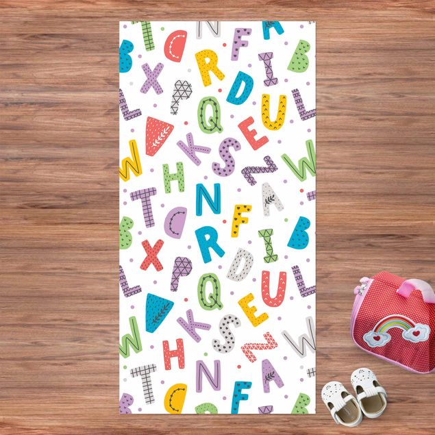 tapete varanda Alphabet With Hearts And Dots In Colourful