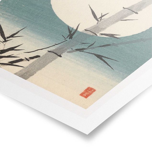 Posters paisagens Japanese Drawing Bamboo And Moon