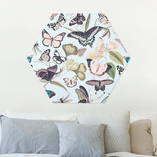 decoraçao para parede de cozinha Vintage Collage - Butterflies And Dragonflies