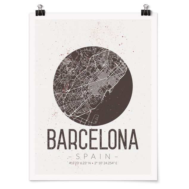 Posters frases Barcelona City Map - Retro