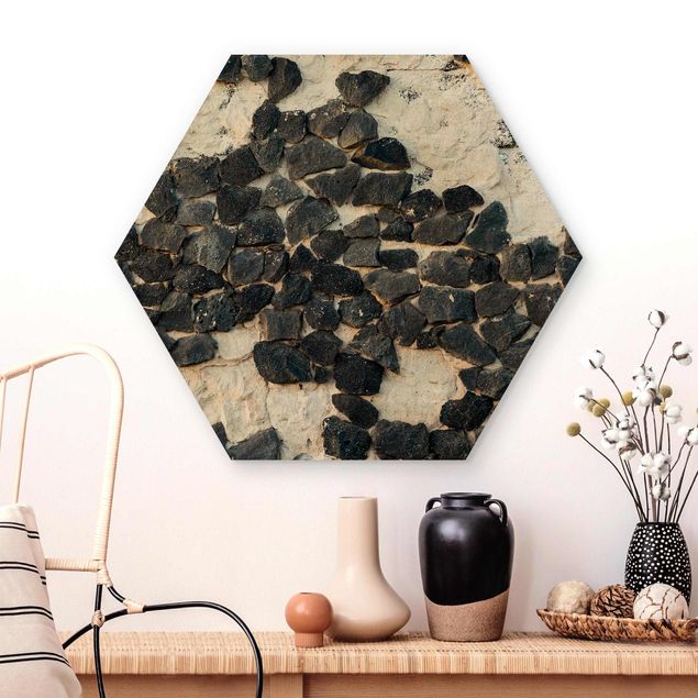 decoraçao cozinha Wall With Black Stones