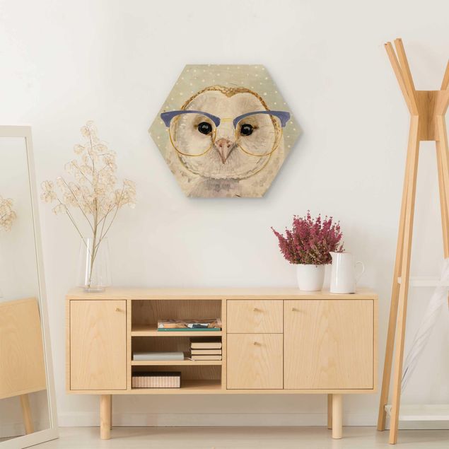 quadro de madeira para parede Animals With Glasses - Owl