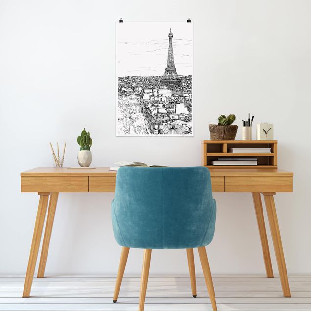 Posters em preto e branco City Study - Paris