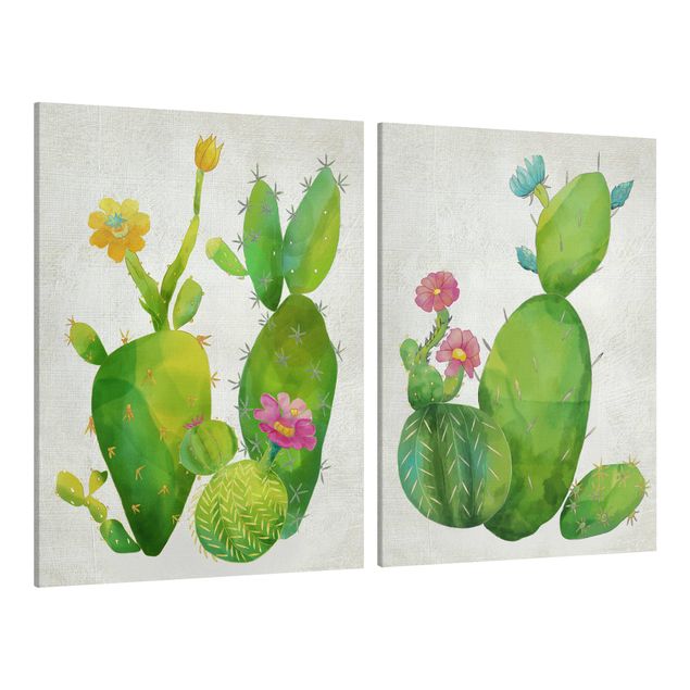 quadros flores Cactus Family Set II