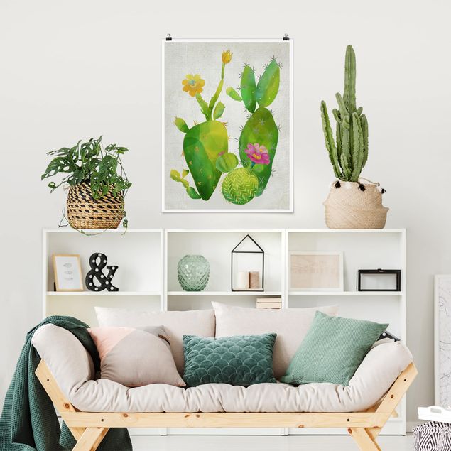 Posters flores Cactus Family In Pink And Yellow