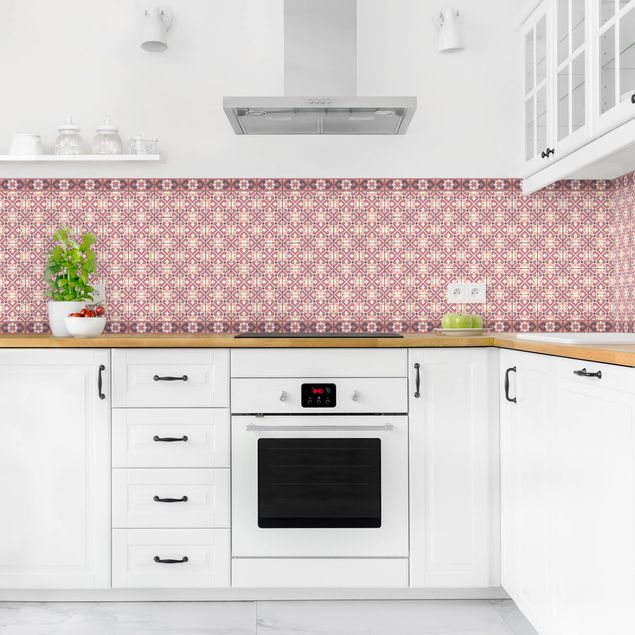Backsplash de cozinha imitação azulejos Geometrical Tile Mix Hearts Orange
