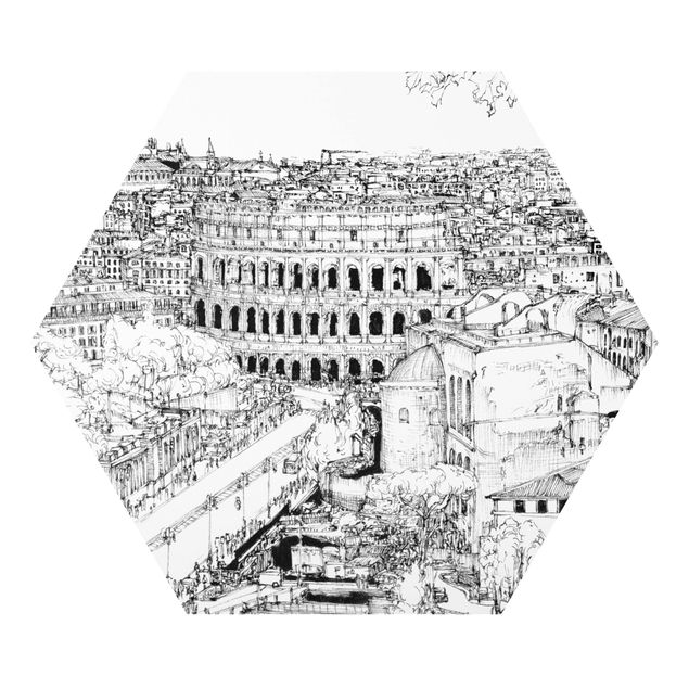 quadros em preto e branco City Study - Rome