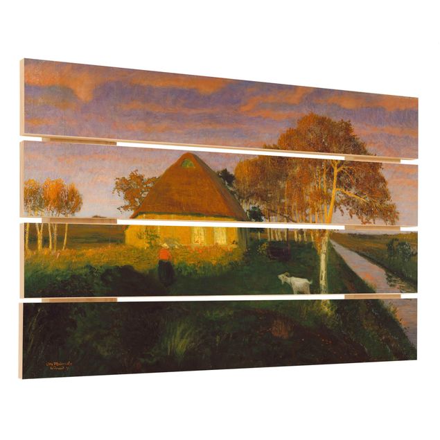 Quadros de Otto Modersohn Otto Modersohn - Moor Cottage in the Evening Sun