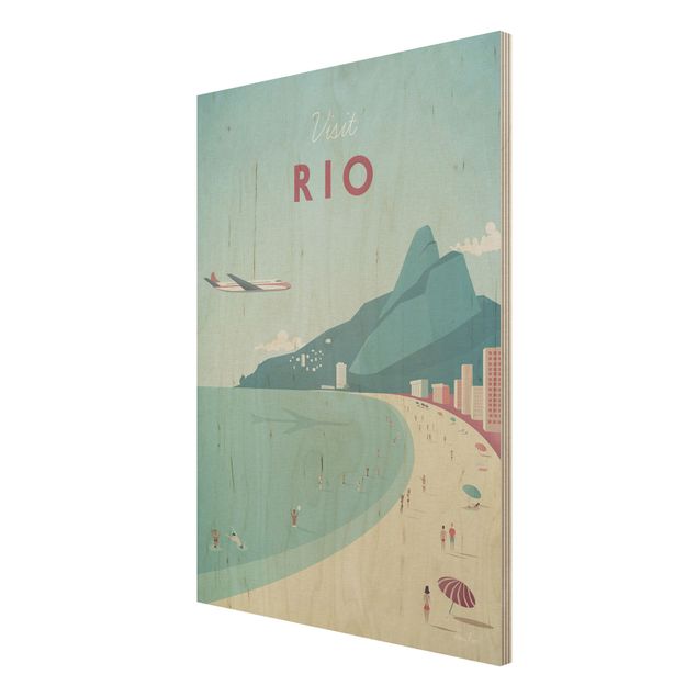 Quadros em madeira vintage Travel Poster - Rio De Janeiro