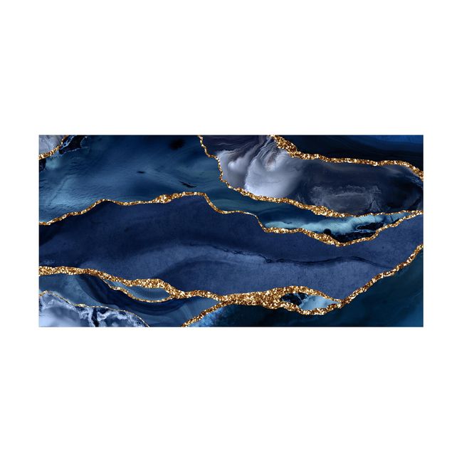 Tapetes abstratos Golden Glitter Waves Blue backdrop