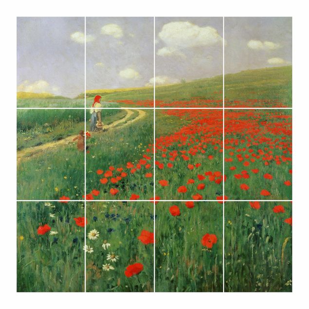 Autocolantes para azulejos Pál Szinyei-Merse - Summer Landscape With A Blossoming Poppy