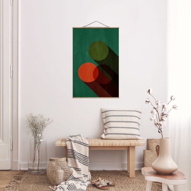 Quadros famosos Abstract Shapes - Circles In Green And Red