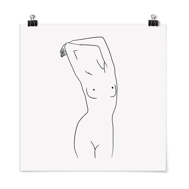 poster preto e branco Line Art Nude Black And White