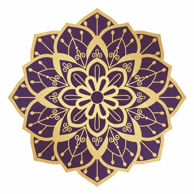 Autocolantes de parede mandalas Mandala Flower Pattern Gold Violet