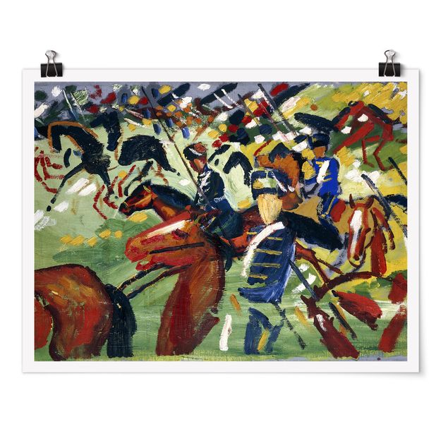 Posters quadros famosos August Macke - Hussars On A Sortie